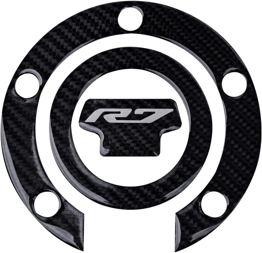 ADEADE Carbon Fiber Look Gas Fuel Tank Cap Cover Sticker Decal Compatible with Yamaha YZF R7 2021 2022 2023 2024, Black, RTF34F