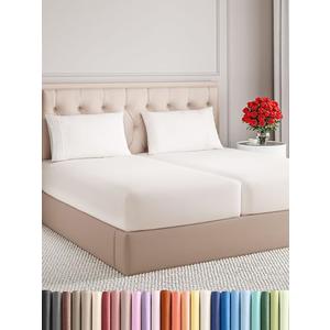 Split King Size 5 Piece Sheet Set - Comfy Breathable & Cooling Bed Sheets Set - Hotel Luxury Bedding for Women, Men, Kids, Teens, Boys & Girls - Deep Pockets & Wrinkle Free - Oeko-Tex - Antique White
