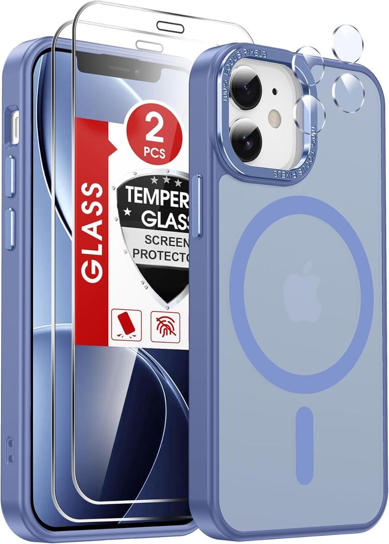 LeYi for iPhone-12 Mini Case/iPhone-13 Mini Phone Cases Blue:[ Screen Protector X2+ Camera Cover X2] Compatible with Magsafe i iphone12 12mini Slim Protective Magnetic Funda para 13mini, Light Blue