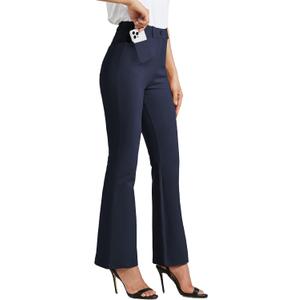 Willit Women's Yoga Dress Pants Bootcut Stretch Work Slacks Office Pants 4 Pockets 28"/29"/30"/31"/33" (Medium, Navy Blue)