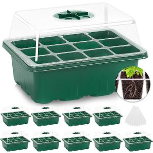 MIXC 10 Packs Seed Starter Tray Seed Starter Kit with Humidity Dome (120 Cells Total Tray) Seed Starting Trays Plant Starter Kit and Base Mini Greenhouse Germination Kit for Seeds Growing Starting