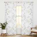 Beauoop Floral Linen Semi Sheer Curtains 84 Inches Long 2 Panels for Living Room Bedroom Yellow Grey Farmhouse Flower Patterned Light Filtering Textured Rod Pocket Window Treatments Drapes, 50x84