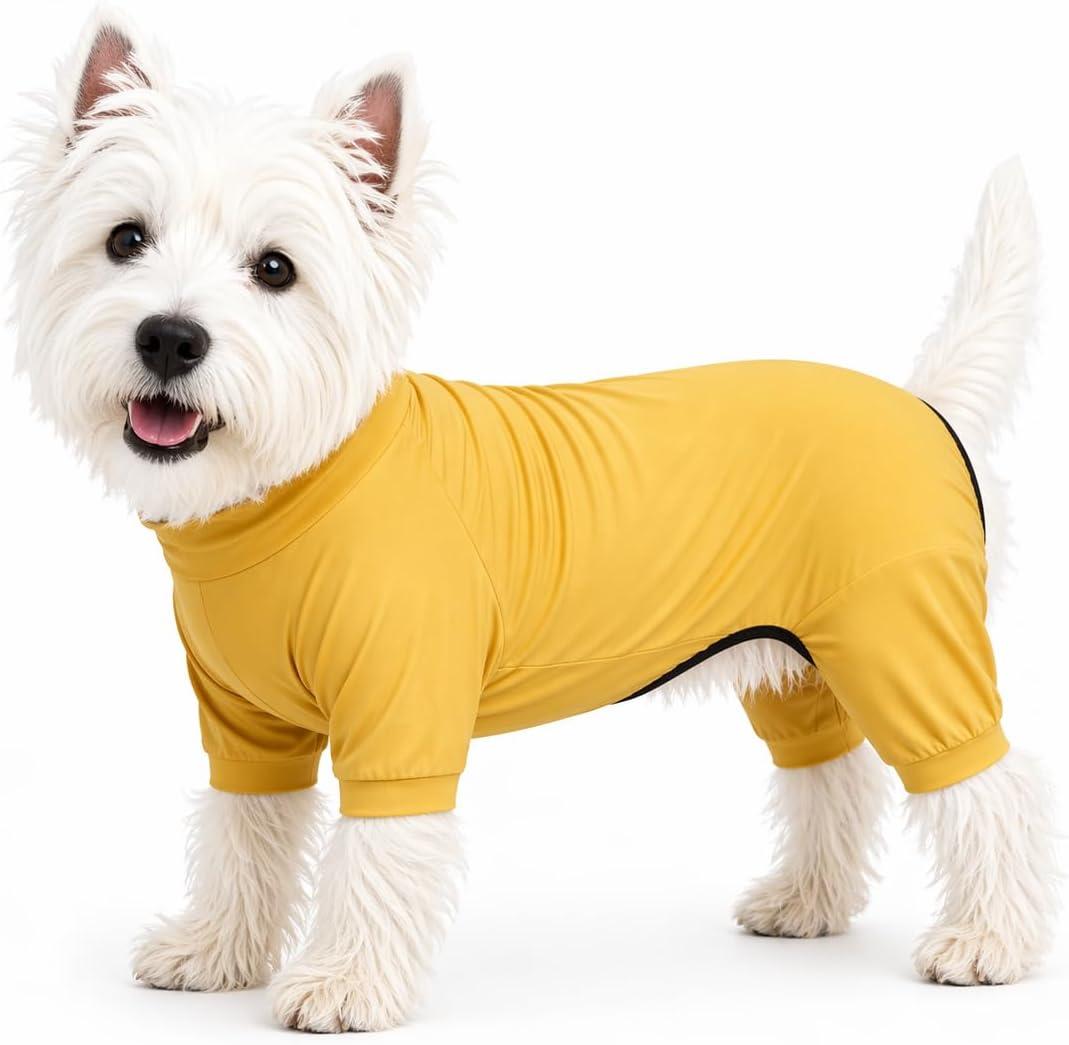 LoveLongLong Dog Jumpsuit with UV Protection and Quick-Dry Fabric for Spring Summer Pet Pajamas Yellow M