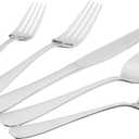 Silverware Set, Stainless Steel Flatware, Dishwasher Safe, Service for 4, 20-Piece Forks and Spoons, Round Edge, Everyday Use