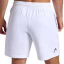 Head Men's Deuce Short, Standard Fit, 7” Inseam, Breathable Mesh Fabric (White, L)