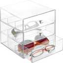 iDesign Plastic Divided 3-Drawer Vanity & Countertop Organizer  7" x 6.5" x 6.5, Clear
