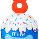 Dog 8th Birthday Cake Toy Accessories for Girl Boy Gifts, Blue Squeaky Plush Toy for Dog Birthday Party Decor Favor for Large, Medium and Small Dogs