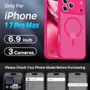 3 x Magnetic Shockproof for iPhone 17 Pro Max Case,Upgraded[Camera Protection][Compatible with Magsafe][Non-Slip][Mil-Grade Protection] Translucent Matte Phone Case for iPhone 17 Pro Max,Hot Pink