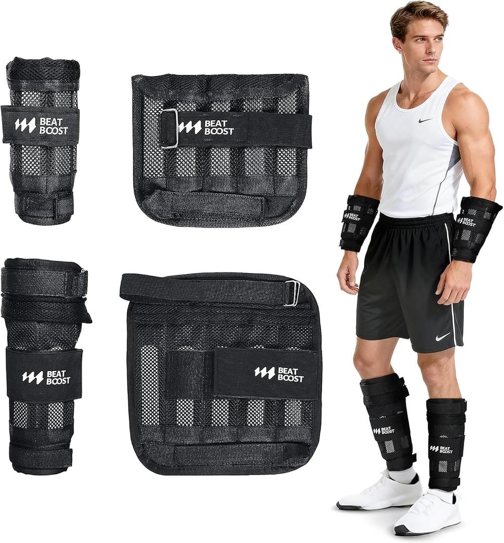 Ankle Wrist Weights 10lb BeatBoost Adjustable Leg Arm Weights for Men Walking Pilates Exercise Workout Gym Aerobics
