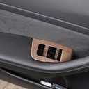 Window Lift Switch Panel Cover Trim for Tesla Model Y 2020-2023, Door Lock Cover Buckle Decor Trim for Tesla Model 3 2017-2023, Door Window Switch Panel Accessories, Wood Grain [Set of 14]