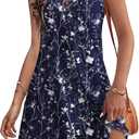 HOTOUCH Women's Casual Sundress with Pockets Summer Beach Dress Floral T-Shirts Dress V Neck Loose Tank Dresses (M)