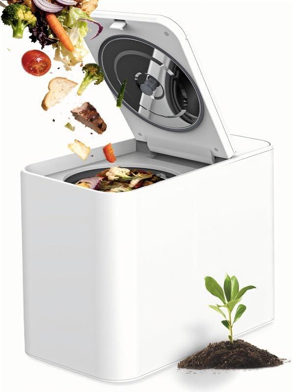 3L Large Capacity Compact Electric Kitchen Composter, Odorless Smart Countertop Compost Bin with Self-Cleaning & Digital Display, Converts Food Waste into Fertilizer in 4-6 Hours for Indoor Use