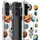 Compatible with Samsung Galaxy S24 Plus & S25 Plus Case Cute with Card Holder/Shockproof Slim Slot Wallet Phone Cover for Women for S24+ & S25+ / Astronaut Space Planets Spaceman Cosmo Galaxy