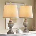 PARTPHONER Retro Table Lamps Set of 2, Bedside Lamp for Bedroom Rustic Farmhouse Table Lamps for Living Room, 22" Vintage Nightstand Lamps with White Shades, Antique Grey