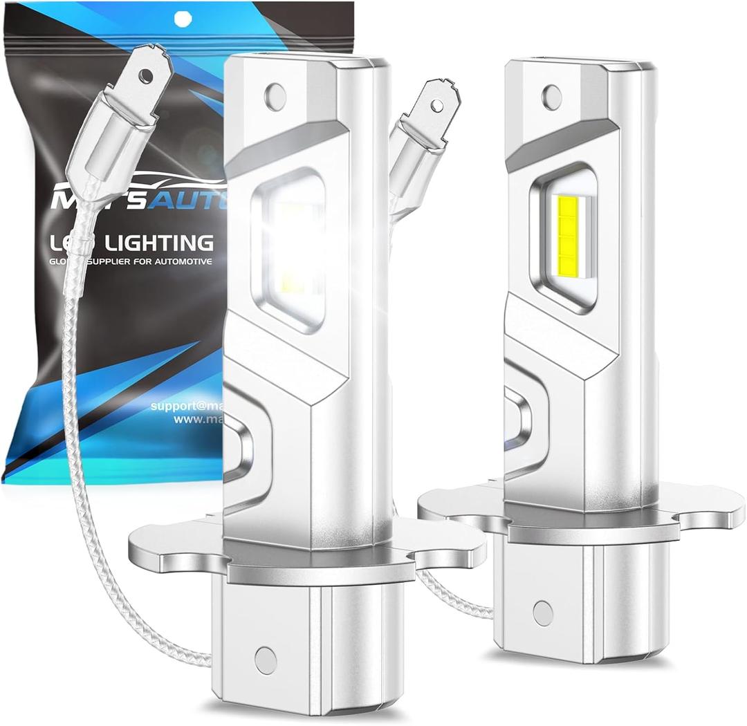 Marsauto H3 Fog Light Bulb, 600% High Bright H3ll H3 Led Fog Lights 12,000LM 6500K White Strong Penetration,1:1 Mini Szie Plug & Play Fog Bulb for Car, Truck, SUV, Pack of 2
