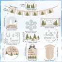 Thyle 16 Pcs Winter Tiered Tray Decor Set Hello Winter Snowman Snowflakes Wooden Sign Christmas Tiered Tray Decor Let It Snow Table Centerpieces Rustic Farmhouse Decoration for Table Home Kitchen Gift
