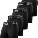 BOOJO 5 Pack Compression Shorts for Men - Athletic Running Black Spandex Quick Dry Underwear for Workout Gym Basketball, Size 2XL, Black