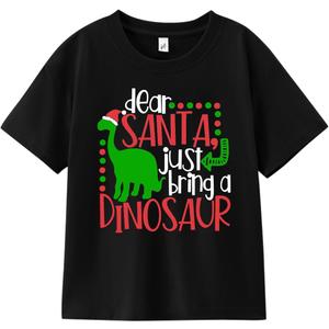 Christmas Shirts for Toddler Boys Girls Kids 2-8 Years, Santa Reindeer Snowman Dinos Truck Short Sleeve Tee