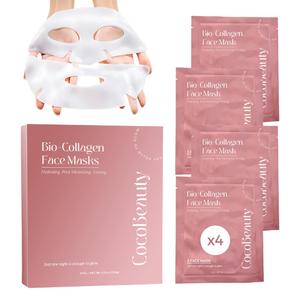 Bio Collagen Face Mask  Hydrating & Anti-Aging Korean Collagen Sheet Masks, Deep Hydration, Smooths Fine Lines, Overnight Face Mask for Radiant Skin (4 pcs) (1 Count (Pack of 4))