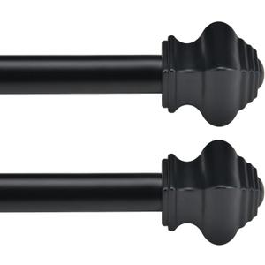 Curtain Rods for Windows 32-48 inch, 5/8"Black Curtain Rods 2 pack, Heavy Duty Curtain Rods for Bedroom, Living Room, Outdoor Black Curtain Rods Set of 2