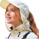 TOP-EX L/XL Sun Hats for Women Ponytail Baseball Cap with Neck Flap UPF50 Summer Hiking Gardening Hat Waterproof (Medium, Beige)