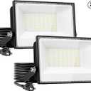 Onforu 40W Flood Lights Outdoor,4000lm Bright LED Work Light with Plug, 6500K Daylight White LED Flood Lighting, IP66 Waterproof Security Yard Lights for Garage Stadium 2 Pack