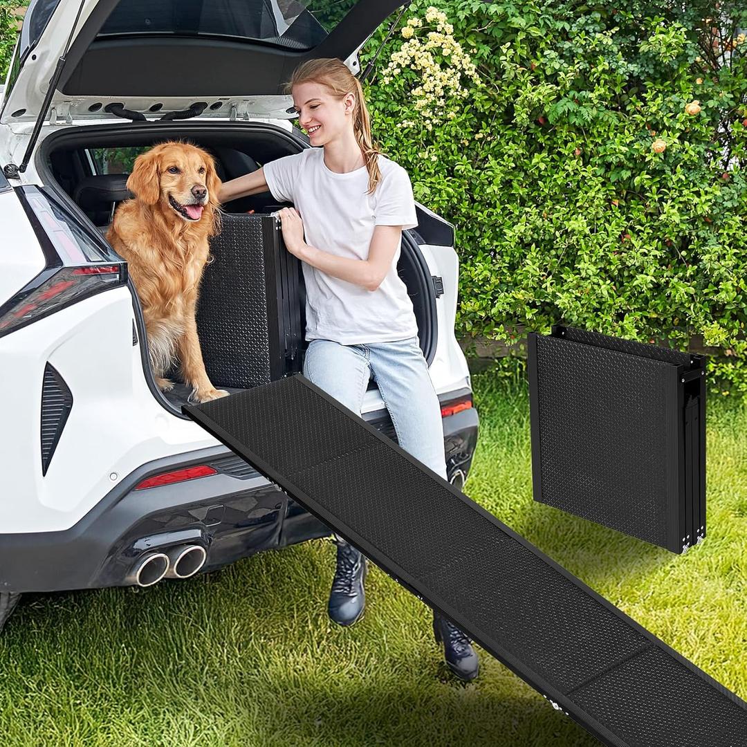 EHEYCIGA Dog Ramp for Car, 71" L x 19.7" W Pet Ramps for Large Dogs Up to 150LBS Enter a Car, SUV & Truck, Extra Wide Pet Steps with Anti-Slip Surface