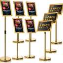 LEIFIDE 8 Pack Adjustable Heavy Duty Pedestal Sign Holder Floor Stand 8.3 x 11.7'' Adjustable Sign Holder Poster Stand with Aluminum Snap Open Frame, Screen Size A4(Gold,8.3 x 11.7'')