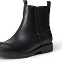 Amazon Essentials Girl's Chelsea Ankle Boots (4 Big Kid, Black Faux Leather)