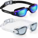 2 x Adult Swim Goggles 2 Pack No Leaking Goggles for Men Women Youth | Anti-Fog UV Protection Mirrored Swimming Glasses