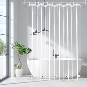 EurCross 9G Clear Shower Curtain Liner 72 x 78 inches Long with 5 Magnet Weights, Heavy Duty Weighted Premium PEVA Plastic Shower Curtain Liner