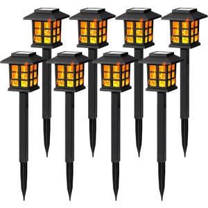GIGALUMI Solar Lights for Outside,8 Pack Flickering Flame LED Solar Outdoor Lights, Waterproof Solar Garden Lights Maintain 10 Hours of Lighting for Christmas, Garden, Landscape, Path, Yard, Patio