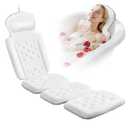 Full Body Bath Pillow, Luxury Bath Cushion with 192 Suction Cups, Bath Pillows for Tub for Head and Neck Support, with Laundry Bag White, 63" x 16"
