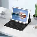 Keyboard Case for iPad 9.7 Inch 2018/2017 6th/5th Generation, Air 2/1 [Magnetic Detachable Wireless Keyboard][Support 3 System] Flip Stand Case with Pencil Holder for iPad 9.7, Black