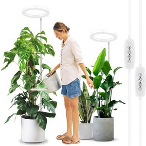 LORDEM 10" Grow Light for Indoor Plants, Full Spectrum Plant Lamp with160 LEDs, 4H/8H/12H Timer, 6 Dimmable Levels, 3 Spectrum Modes, Height Adjustable 65", Ideal for Large Tall Plants, Pack of 2 