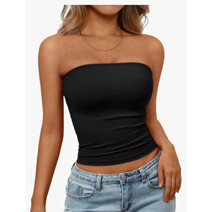 Trendy Queen Women's Strapless Bandeau Crop Top(size S)