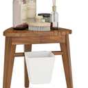 12.4 Tall Small Teak Shower Stool for Shaving, Waterproof Corner Foot Rest with Storage Basket, Space-Saving Design for Compact Showers
