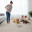 Telescopic Carpet Rake for Pet Hair, 36-55" Adjustable Rug Rake to Remove Dog Cat Hair & Fluff Matted Carpet, Stand Up Cleaning Tool for Under Furniture