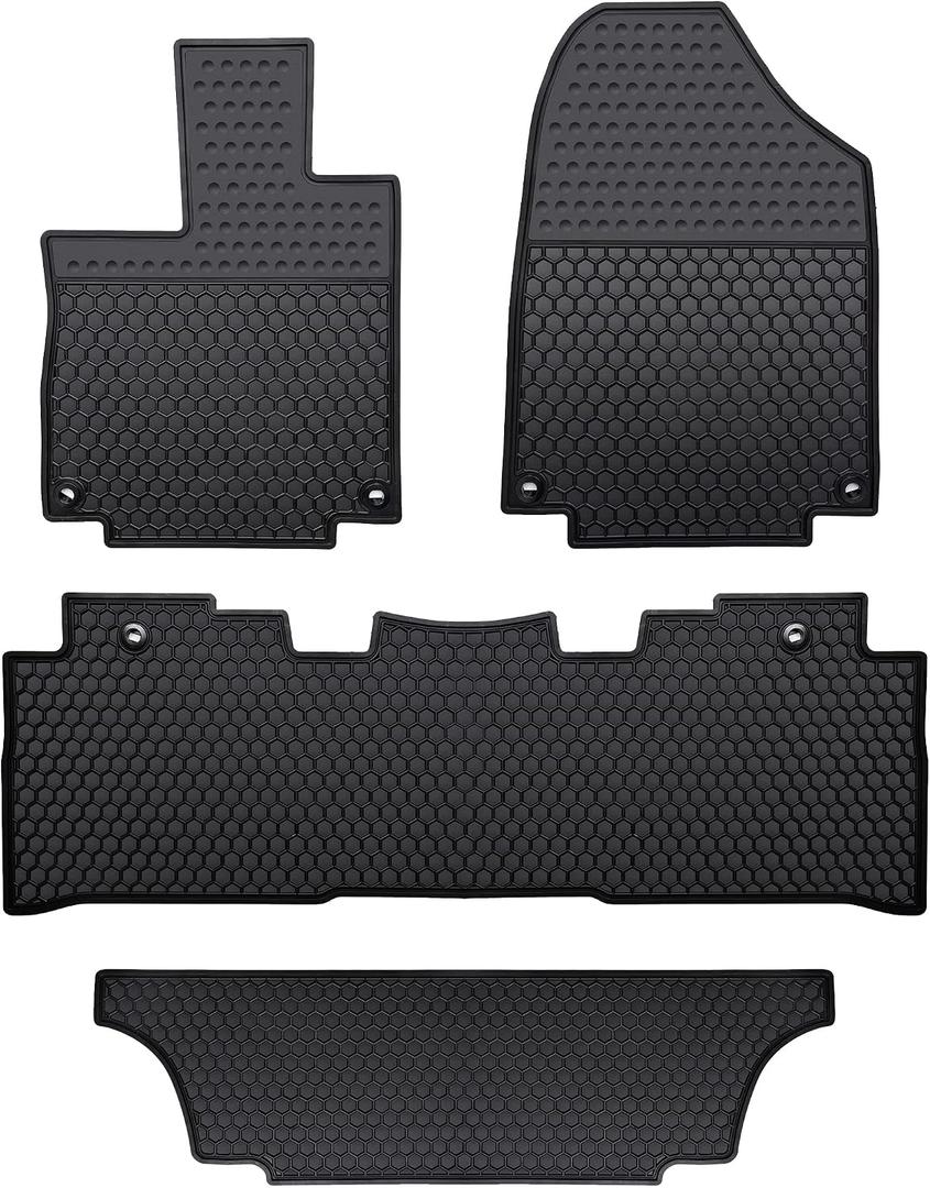 Car Floor Mats Custom Fit for Honda Odyssey 2018-2025 Black Rubber Auto Liner Mats All Weather Protection Odorless