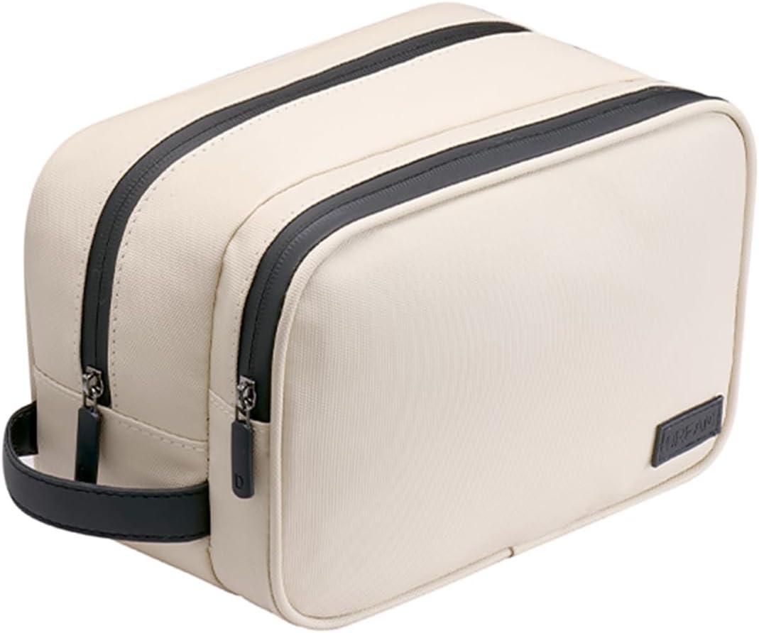 2 x Toiletry Bag for Women, Water-resistant Travel Toiletry Bag, PU Leather Cosmetic Makeup Organizer, Travel Bag for Travel Size Toiletries, Beige