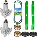 42" Deck Spindle Rebuild Kit for 130794 Spindle, for AYP/for Husqvarna LT1000 LT2000(Only 3 Bolts), 2 Spindles 532130794, 2 Blades 134149, 2 Pulleys 129861,1 Idlers 173437,1 Idlers 173438,1 95.5" Belt
