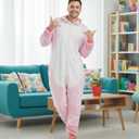 XXLOG Adult Onesie Halloween Costume Unisex Animal Pajamas Cosplay One Piece Sleepwear for Women and Men (Pink, XL)