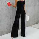 xxxiticat Women's Sleeveless Velvet Jumpsuit Elegant V Neck Backless Spaghetti Strap Wide Leg One Piece Overall Outfit (Black, M)
