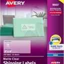 Avery Printable Shipping Labels with Sure Feed, 2" x 4" Customizable Stickers, Matte Clear, 250 Blank Mailing Labels, Great for Mailing, Shipping, and More (8663)