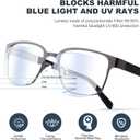 JOLISU 5PCS Reading Glasses Men - Blue Light Blocking Metal Frame for Mens/Women - Durable Readers Fit Read +2.25