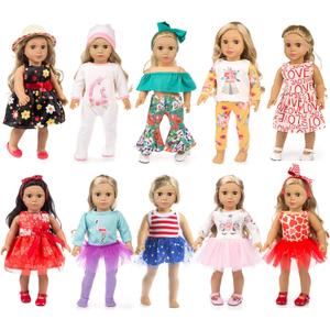 ZQDOLL 19 pcs American Doll Clothes Gift for 18 inch Doll Clothes and Accessories, Including 10 Complete Sets of Clothing