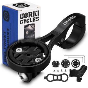 corki Cycles TT Handlebar Aerobars Cycling Computer Bike Mount for Garmin Wahoo Bryton Cateye (Long Arm - Black)