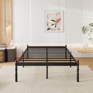 18 Inch Full Metal Bed Frame with Mattress Slide Stopper, Full Size Platform Bed Frames No Box Spring Needed, Heavy Duty Bedframe, Easy Assembly, Noise Free