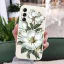 for Samsung Galaxy A15 5G Case Creative Flower Pattern Slim Liquid Silicone Cell Phone Protective for Galaxy A15 5G Cover-Cotton White