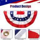 4th of July Decorations Outdoor, 1.5X 3Ft USA Patriotic Pleated Fan Flag, American Bunting Flag for Outside, Patriotic Half Fan Banner for Independence Day Memorial Day and Labour Day, 12PCS